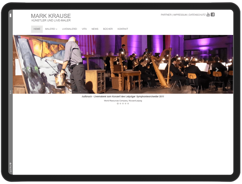 Mark Krause Live-Maler Referenz, HTML Website erstellen lassen, Webdesign Tübingen
