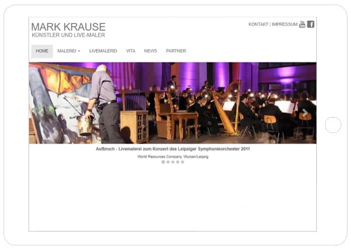 Mark Krause Live-Maler Referenz Tablet, HTML Website erstellen lassen, Webdesign Tübingen