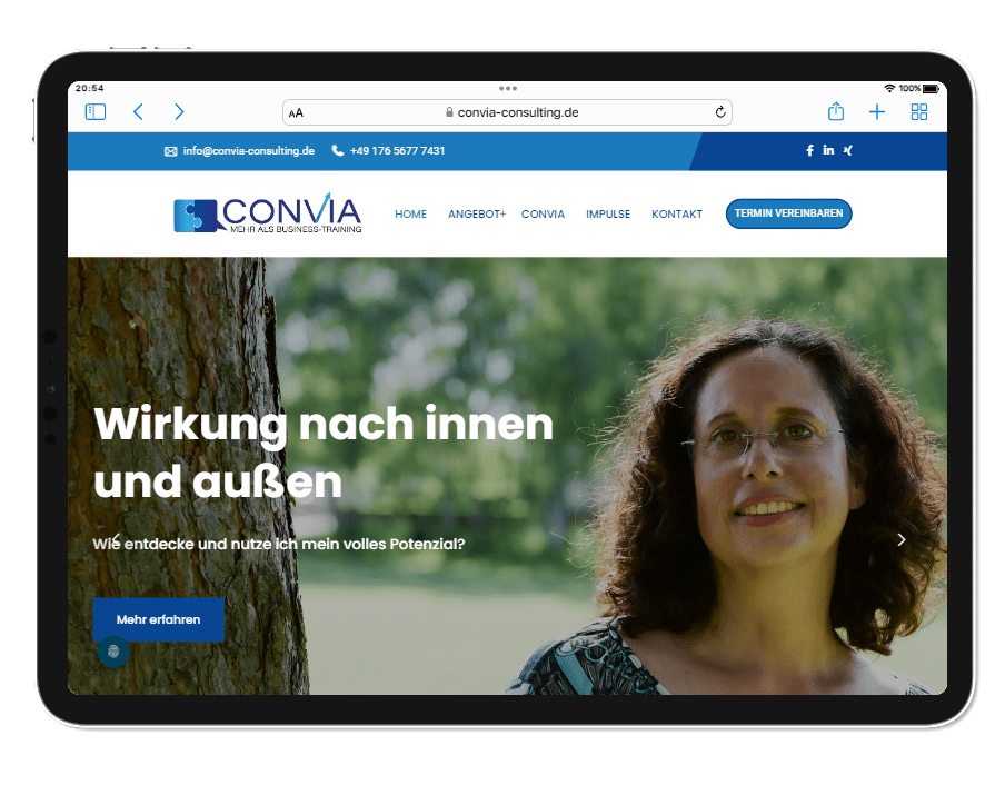 Milena Paralis Referenz Convia Consulting Tablet, Website Beratung, Support, Troubleshooting, Webdesign München, SEO Beratung