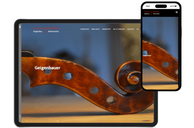 Website für Handwerker, Geigenbau Mulkerrin Referenz, Webdesign für Handwerker, HTML Intrnetseite erstellen lassen, Reutlingen