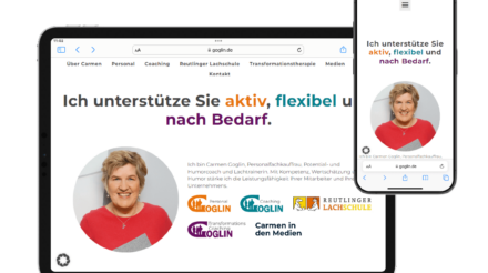 One Pager Website Visitenkarte, Referenz CARMEN GOGLIN