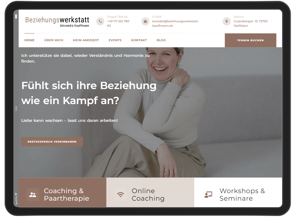 Beziehungswerkstatt Alexandra Kauffmann SEO für Therapeuten - Praxen Milena Paralis